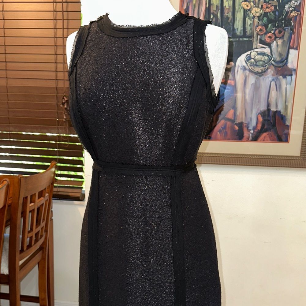 Michael Kors Black Tweed Fringe Shimmer Sleeveless Dress Size 6